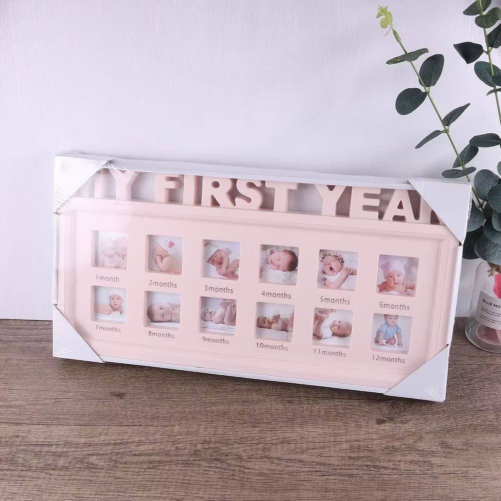 the First Year Baby Keepsake Picture Frame 0-12 Month Monthly Grownth Photo Frame Souvenirs Newborn Photography Props